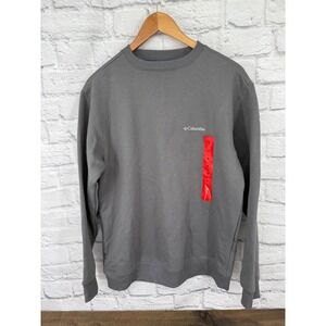 Columbia Sweatshirt Mens M Gray Crewneck Logo Pullover Casual Minimalist